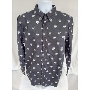 ALife Long Sleeve Hearts Woven Button Down